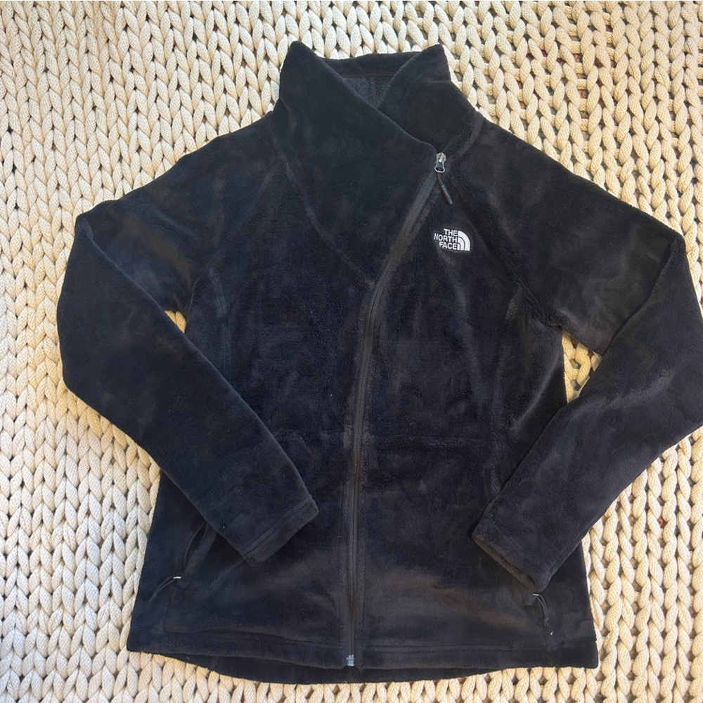 Black North Face fleece full zip sweatshirt with high neck